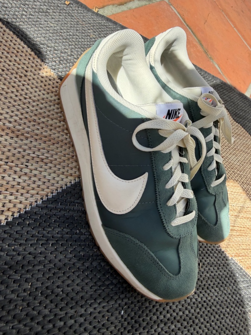 Nike Women’s Cortez Green and White Low-Top Sneakers